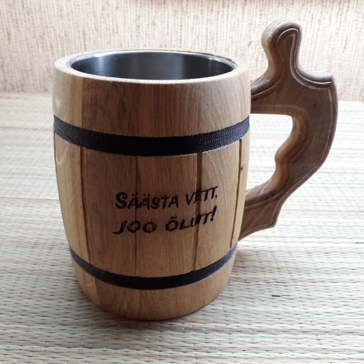Деревянная пивная кружка 0,5 с индивидуальной гравировкой
