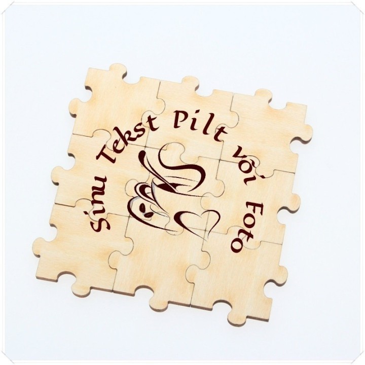 Puzzle kaart vineerist personaalse graveeringuga