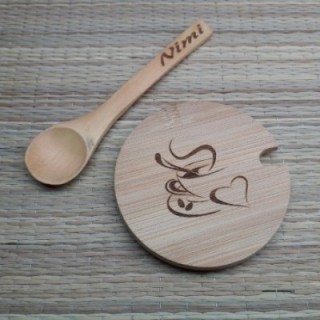 Комплект для чая ложка и крышка с индивидуальной гравировкой