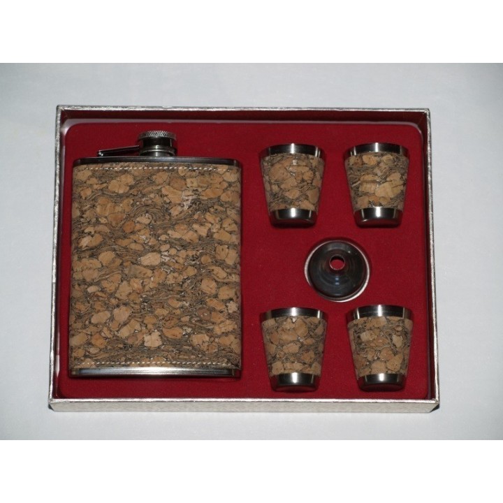 Фляжка 9oz в пробке комплект с индивидуальной гравировкой