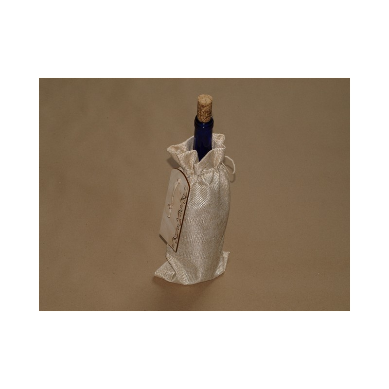 Подарочный мешочек для бутылки  с индивидуальной гравировкой на деревянной открытке