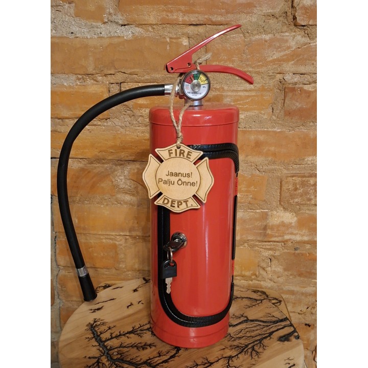Mini bar fire extinguisher with personalized engraving