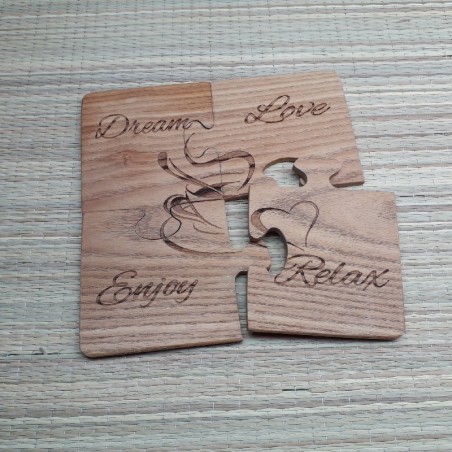 Beverage coaster for four with personal engraving