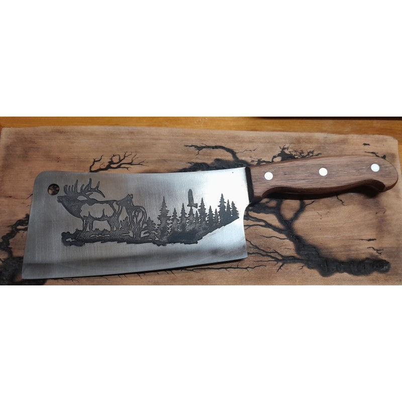 Handmade kitchen axe with personal engraving